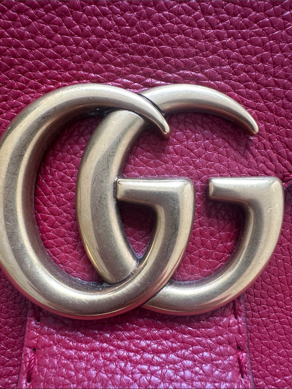Gucci Red Leather Top Handle Satchel with Gold Double G - Picture 12 of 12